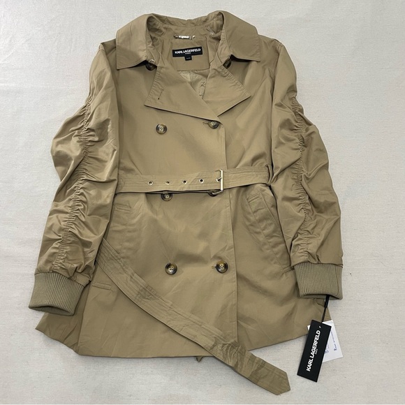 Karl Lagerfeld Jackets & Blazers - NWT Karl Lagerfeld Paris Double Breasted Belted Trench Coat Bionic Finish Eco M